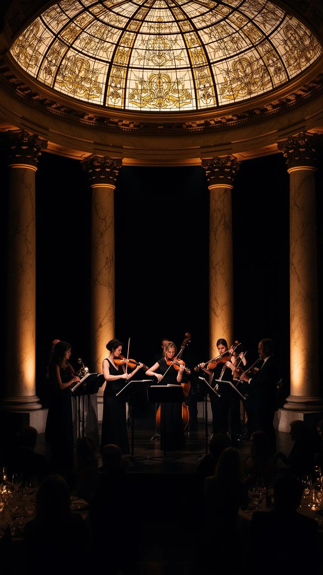 Gala seated-dinner setup at Gotham Hall