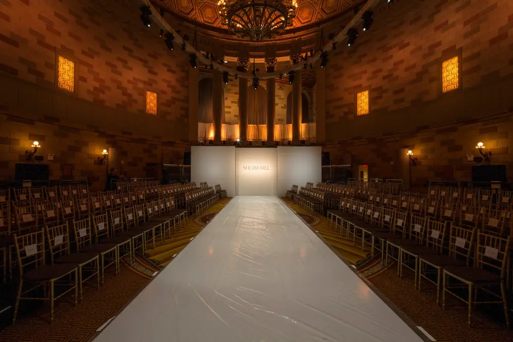 Fashion runway show production inside Gotham Hall